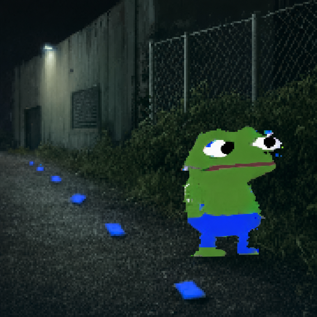The fugitive standing near the training warehouse fence at night
